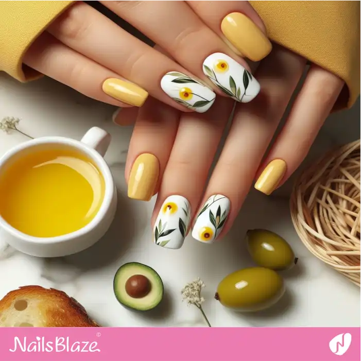 Fall Olive Leaf Nails | Nature-inspired Nails - NB1620